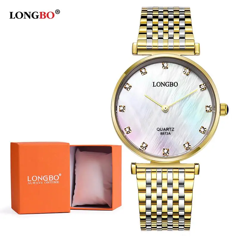 Gold Man Box Модные часы Longbo Luxurybrandclassic для пар, часы в деловом стиле для влюбленных мужчин и женщин, кварцевые амулеты, аналоговые наручные часы 8973a - Цвет: Gold Man Box