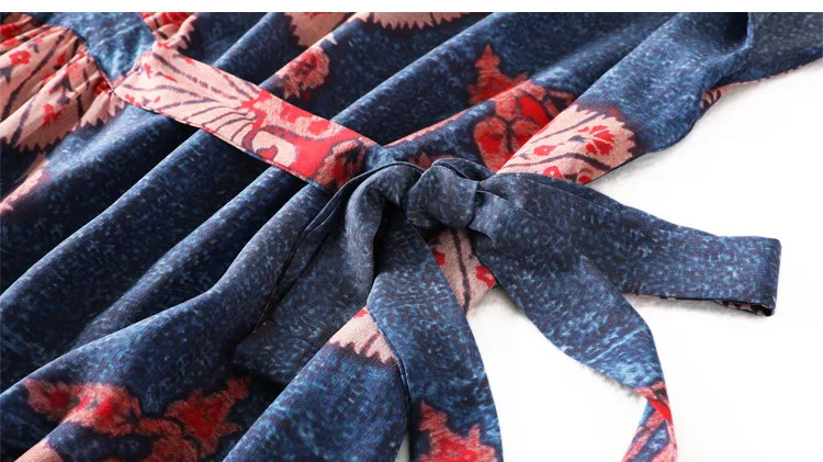 Женское Летнее шелковое платье с круглым вырезом плюс размер Винтаж натуральный