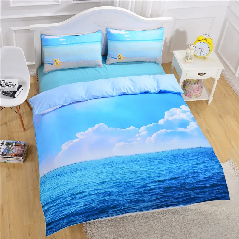 

Free shipping 3d starfish sea beach bedding set 1pc duvet cover&2pcs pillow cases home textile PX