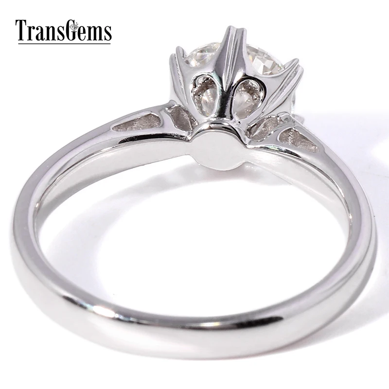 Женское кольцо для помолвки Transgems Solid 14k 585 из белого золота 1 карат диаметр 6 5 мм F