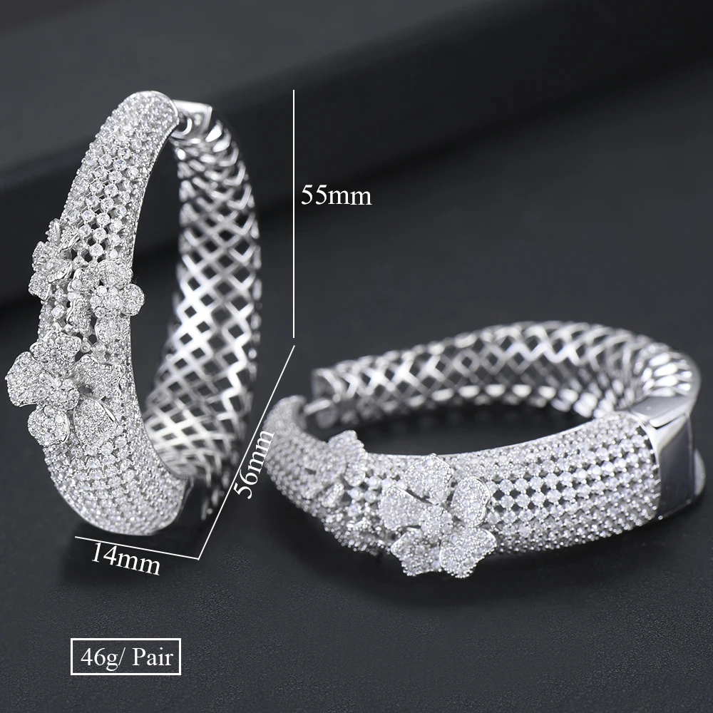 SISCATHY модные большие круглые серьги Роскошные CZ кубический цирконий Цветок