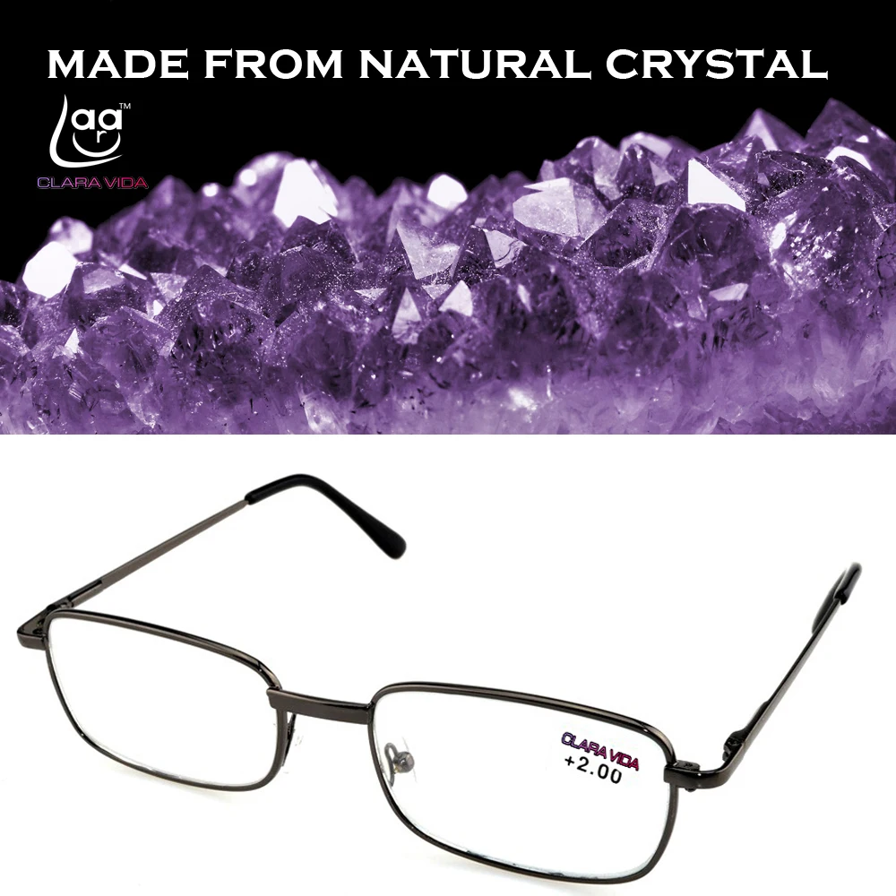 = Clara Vida [!two Pieces!] Full-rim Natural Crystal Lenses Alloy Frame Men Women Reading Glasses +1 +1.5 +2 +2.5 +3 +3.5 +4