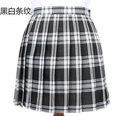 Black White Skirt Популярная японская Корейская версия коротких юбок школьная форма костюм Jk плиссированная юбка средней длины для девочек школьная юбка в складку - Цвет: Black White Skirt