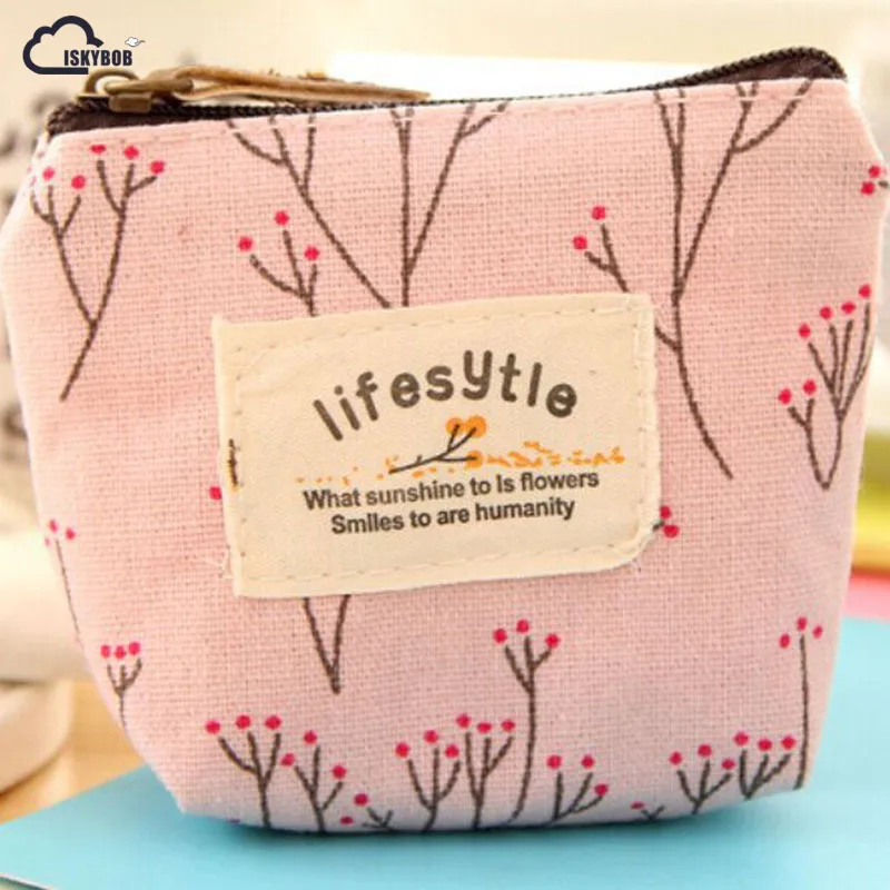 

ISKYBOB Women's Lady Small Canvas Purse Zip Wallet Coin Key Holder Case Bag Handbag
