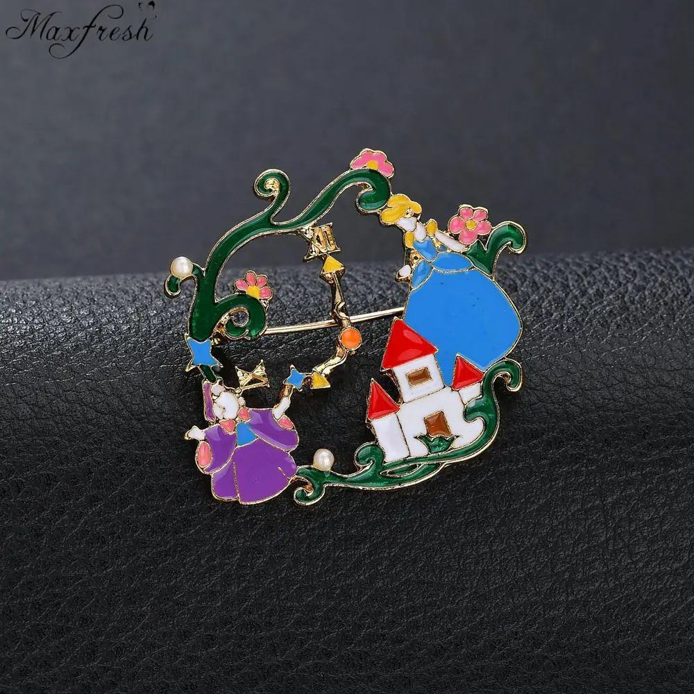 Maxfresh эмаль контакты Мода металлическая брошь куртка знак сказка платье Золушки обувь тыквы автомобиль