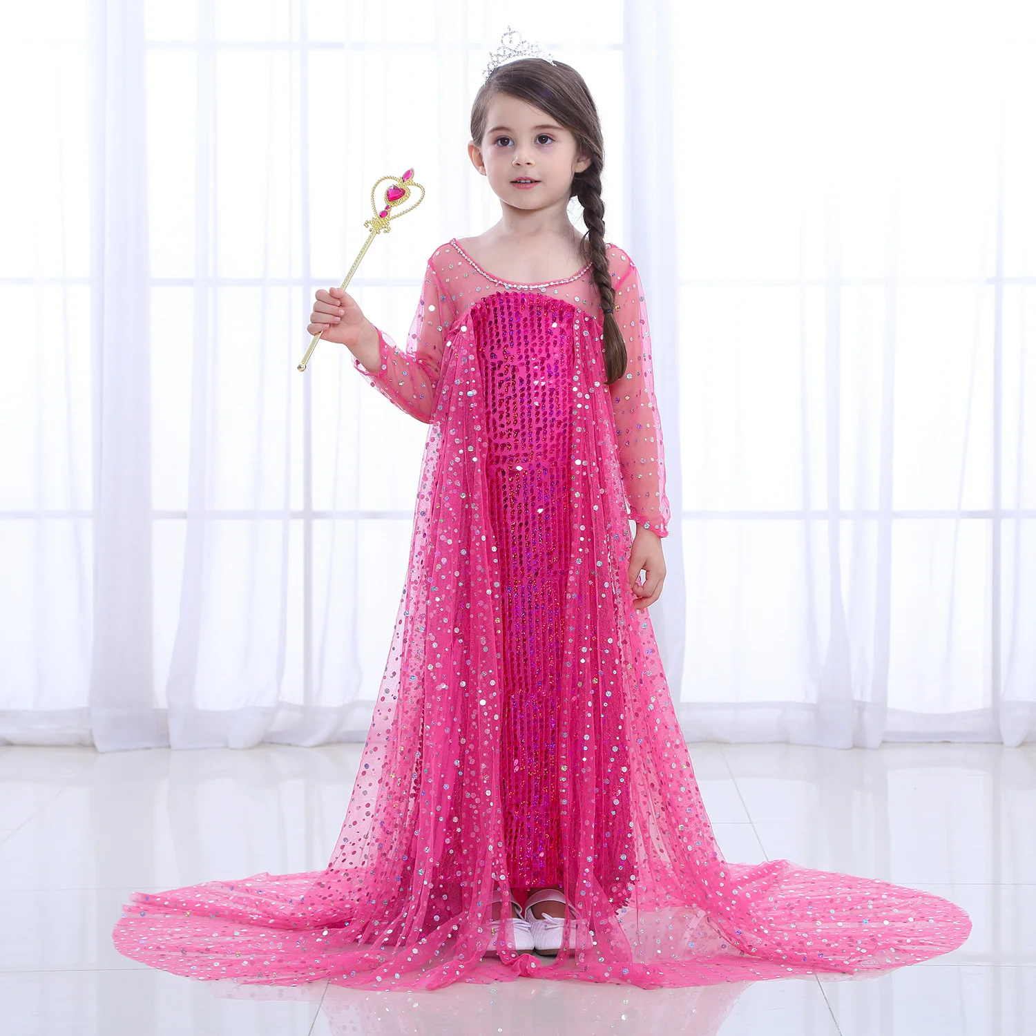 Halloween Children's Wear 2019 Summer Girl Frozen Ice Cold Short Sleeve Dress Female Aisha Children Princess dresses 2 colors |