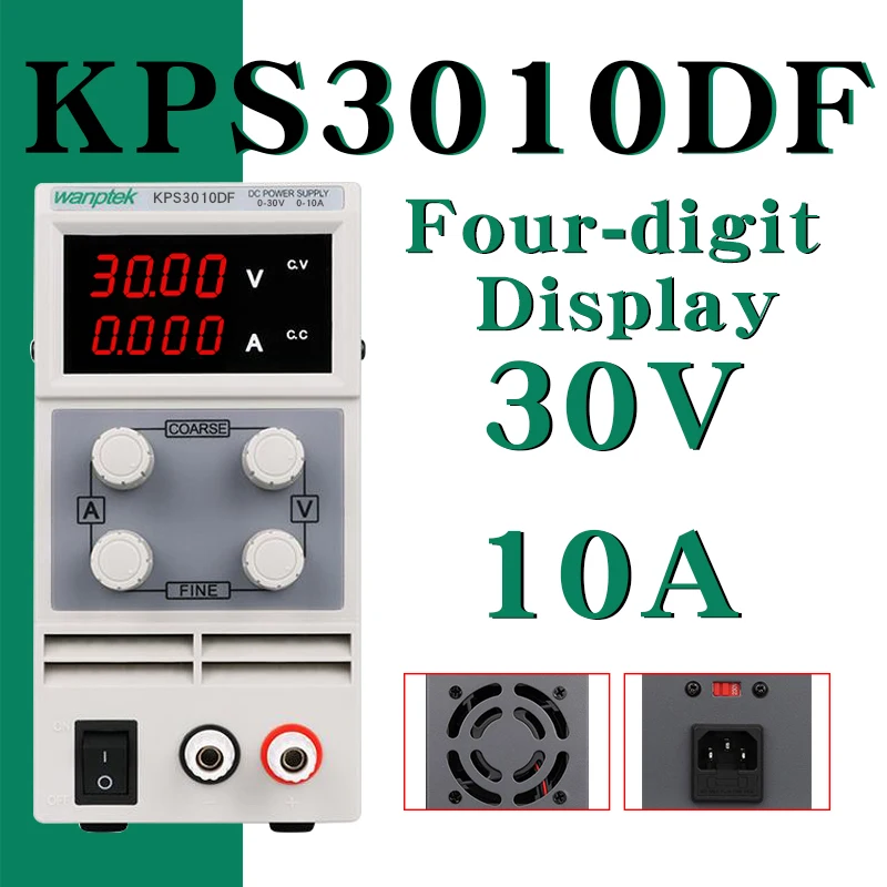 KPS 30V 10A Источник питания постоянного тока KPS3010DF переменный 30 в 10A Регулируемый Импульсный регулируемый источник питания цифровой с аллигатором свинцовое лабораторное оборудование - Цвет: KPS 30V 10A