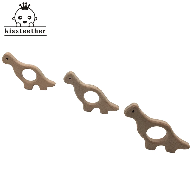 Brachiosaurus-mordedor para beb&eacute;, joyer&iacute;a artesanal, colgantes, collar, pulseras, accesorios, mordedor de madera de dinosaurio sin BPA-3