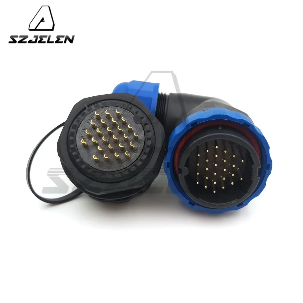 Флюоресцентный водонепроницаемый разъем 90 градусов 26 контактный штекер и IP67