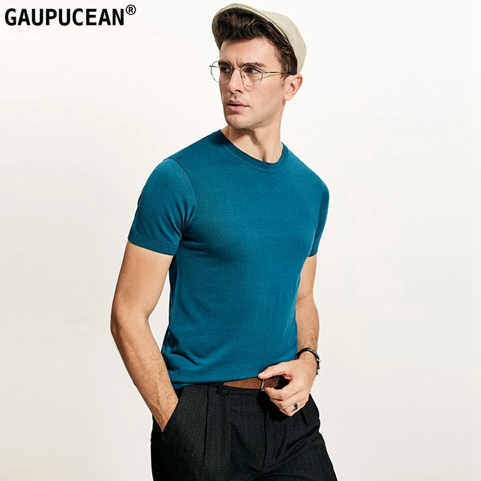 Мужская футболка с короткими рукавами из натурального шелка и хлопка легкая в