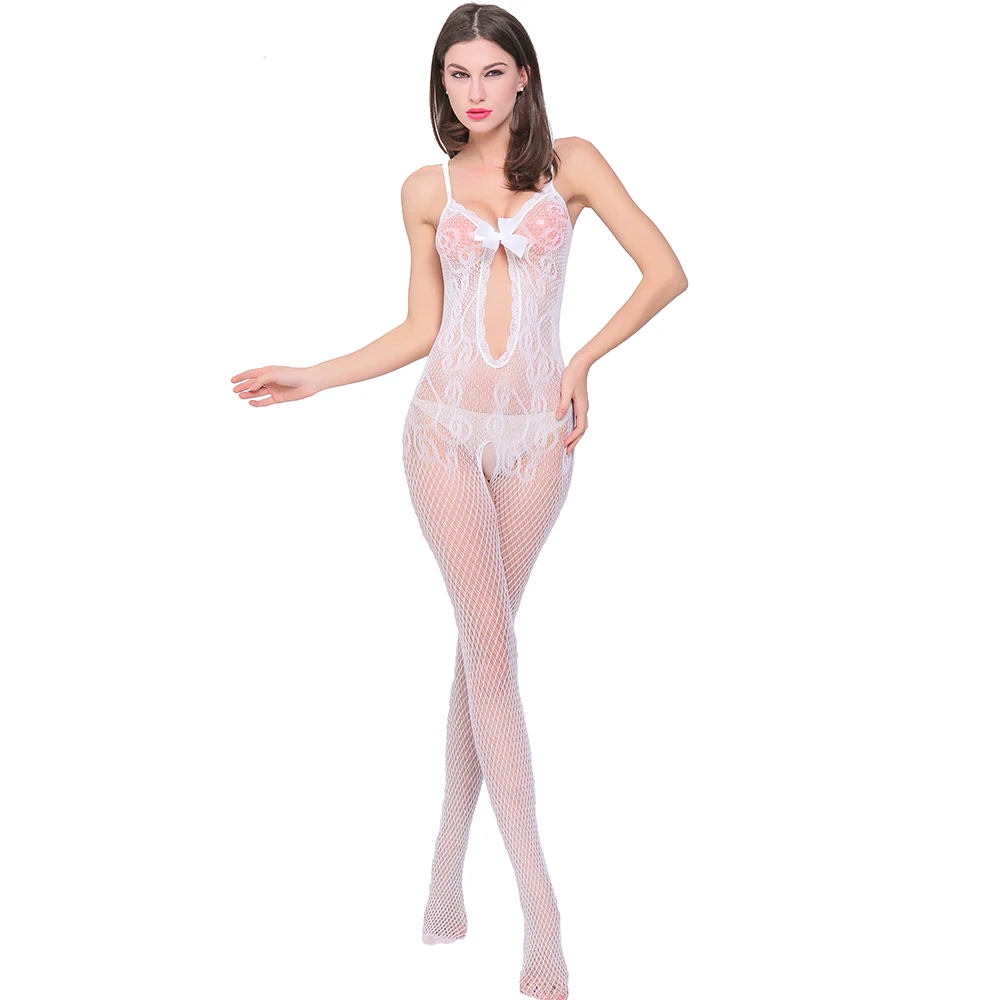 Сексуальное женское прозрачное боди с открытой промежностью Кружевное