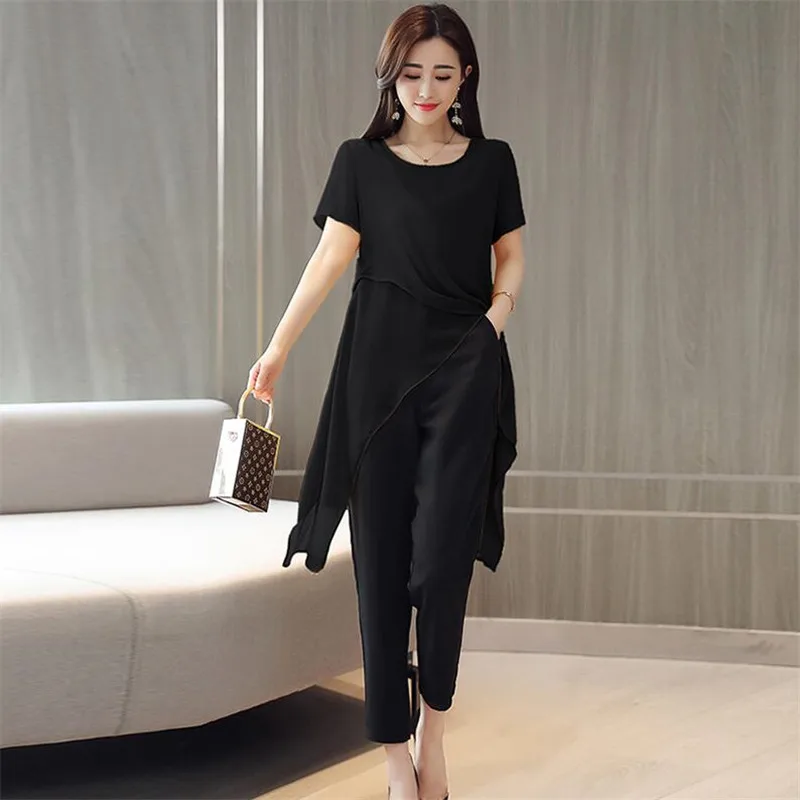 Women Summer O Neck Loose Short Sleeve Office Lady Tops Blouses Shirts Chiffon Casual Solid Color Shirt Plus Size 7XL Red | Женская