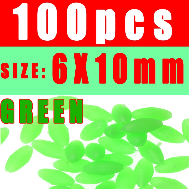 green 6X10 Wifreo 100 шт. овальные мягкие руберские светящиеся бусины для рыбалки светящиеся бусины для яиц летающие тройные Крючки рыболовные снасти Светящиеся Зеленые и красные - Цвет: green 6X10