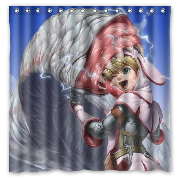 Штора для душа Monster Hunter Manga с крючками, водонепроницаемая, полиэстер, размер 71*71 дюйм, доставка с отгрузкой.