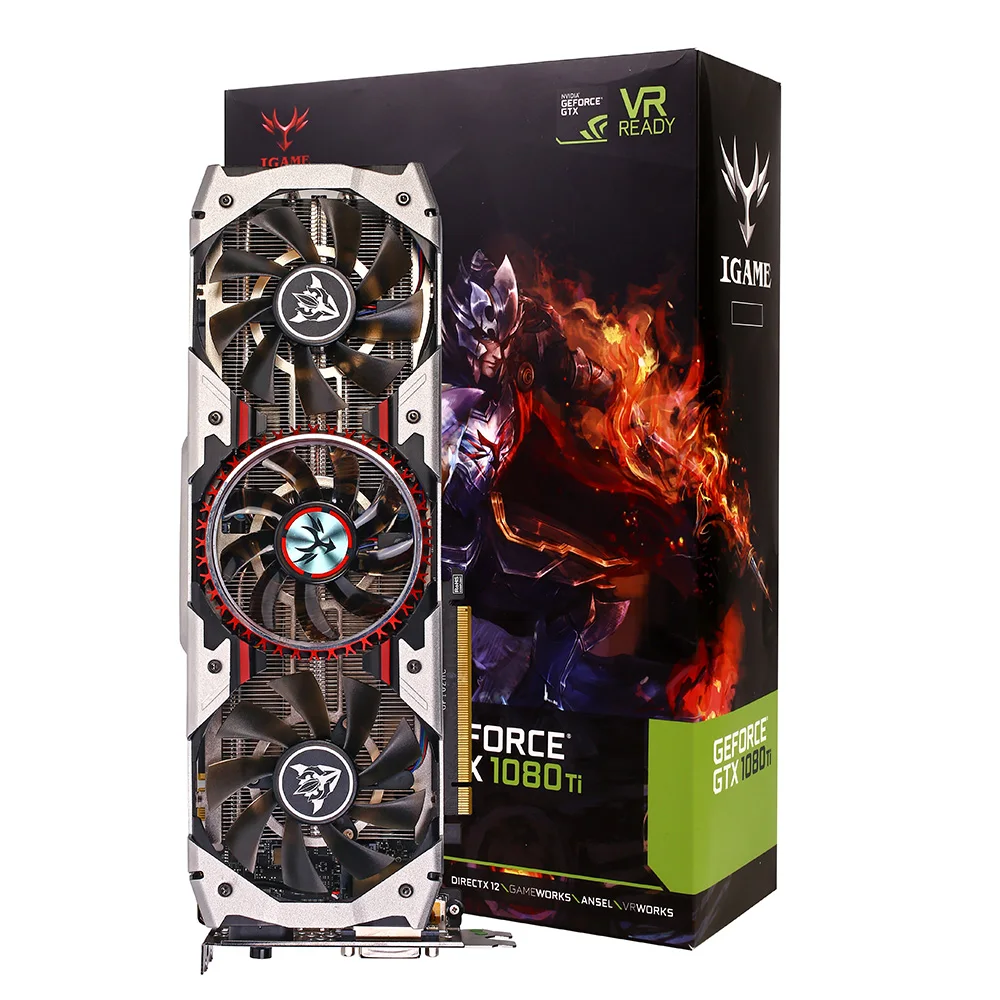 Красочные iGame GTX 1080Ti вулкан AD видео игр Графика карты 1708 мГц 11 ГБ GDDR5X 352bit SLI VR Ready