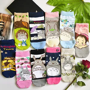 Многоцветный Totoro носки kawaii безбортные носки Harajuku catbus studio ghibli носки с героями мультфильмов для женщин и взрослых милые sox Разноцветные 10 пар/партия - Цвет: Многоцветный