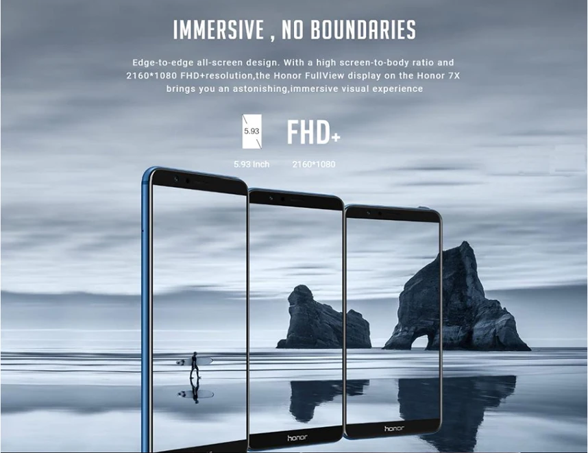 Honor 7X Восьмиядерный двойной тыловой камеры 3340mAh 5.93in 2160*1080 P отпечаток пальца