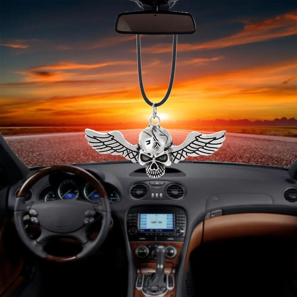 Авто украшение автомобиля подвеска Ghost Rider Fly Wings череп внутреннее зеркало заднего вида украшение подвесной Декор хип-хоп автомобильные аксессуары