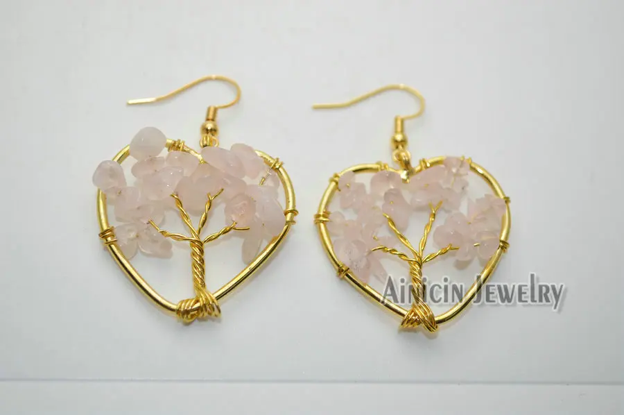 Золотой натуральный серебристый цвет розовый КВАРЦЕВЫЙ ручной браслет Дерево