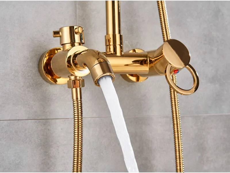 Латунный золотой душевой набор sendukс по низкой цене Золотая Душевая система для