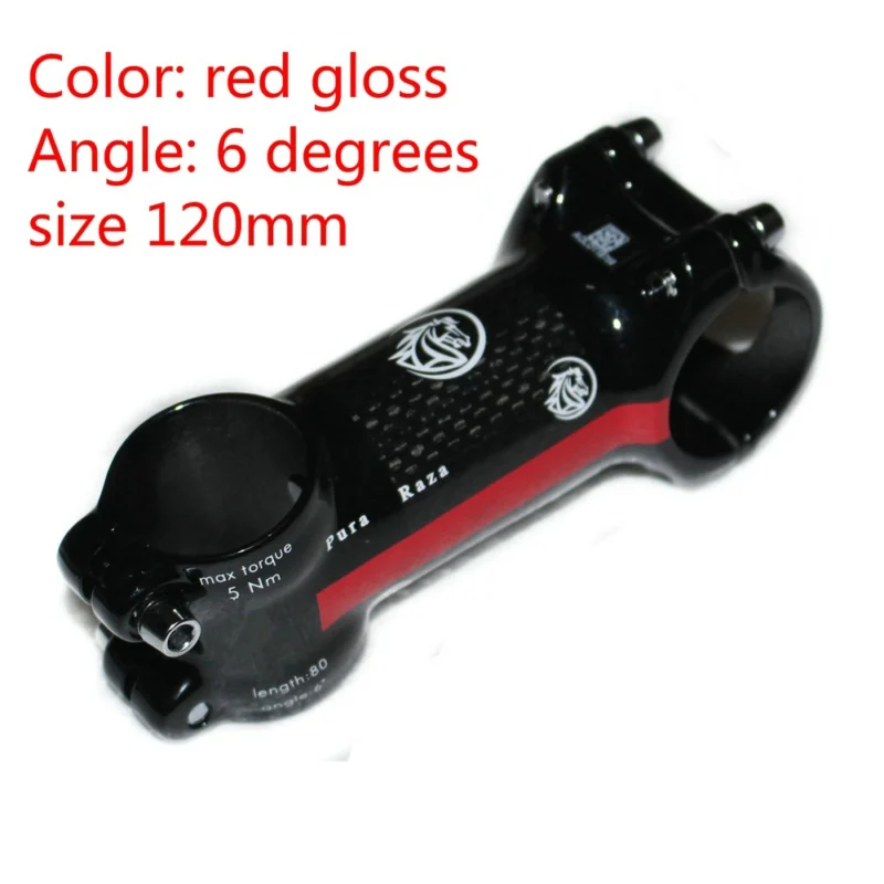 Red 120mm PURA RAZA, новинка, углеродное волокно в штучной упаковке+ алюминиевый MTB велосипедный стержень, стояк для шоссейного велосипеда, стержень для велосипеда, кран на 6 градусов - Цвет: Red 120mm
