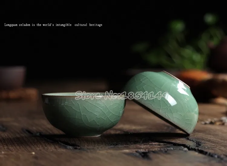 1 шт., китайская печь Longquan Celadon, фарфоровая кунг-фу, чайная чашка и блюдце, чайная чаша, 35 мл, китайский прозрачный чайник, кофейная чашка