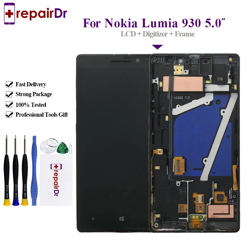 5 шт./лот 100% протестированный для Nokia Lumia 930 ЖК-дисплей сенсорный экран дигитайзер с
