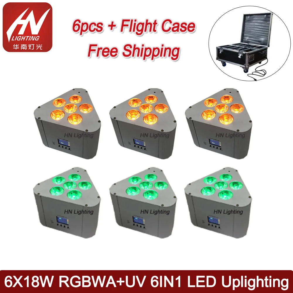 Новый 6x18 Вт RGBWA + УФ светодиодный аккумулятор и беспроводный Par can uplight пульт