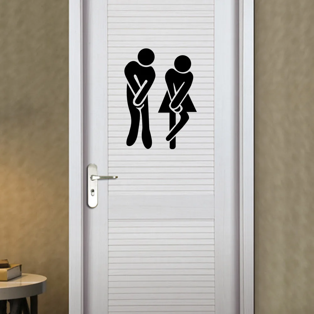 Простая Туалетная икона виниловые наклейки на двери стильное украшение для дома