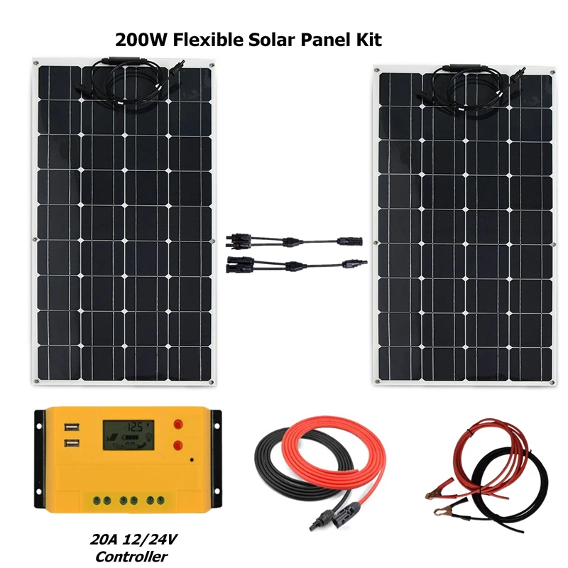 200 Вт Гибкий комплект солнечной системы для начинающих монокристаллическая