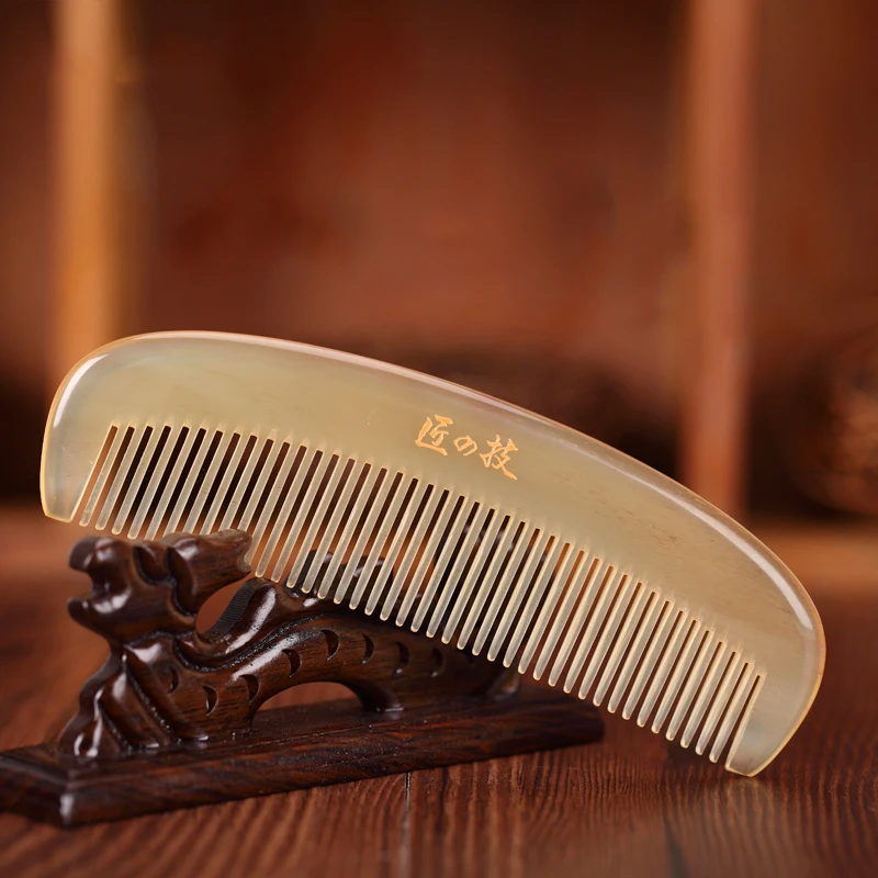 Натуральный бык рога Чистая ручная Расческа массажная утолщенная расческа Уход