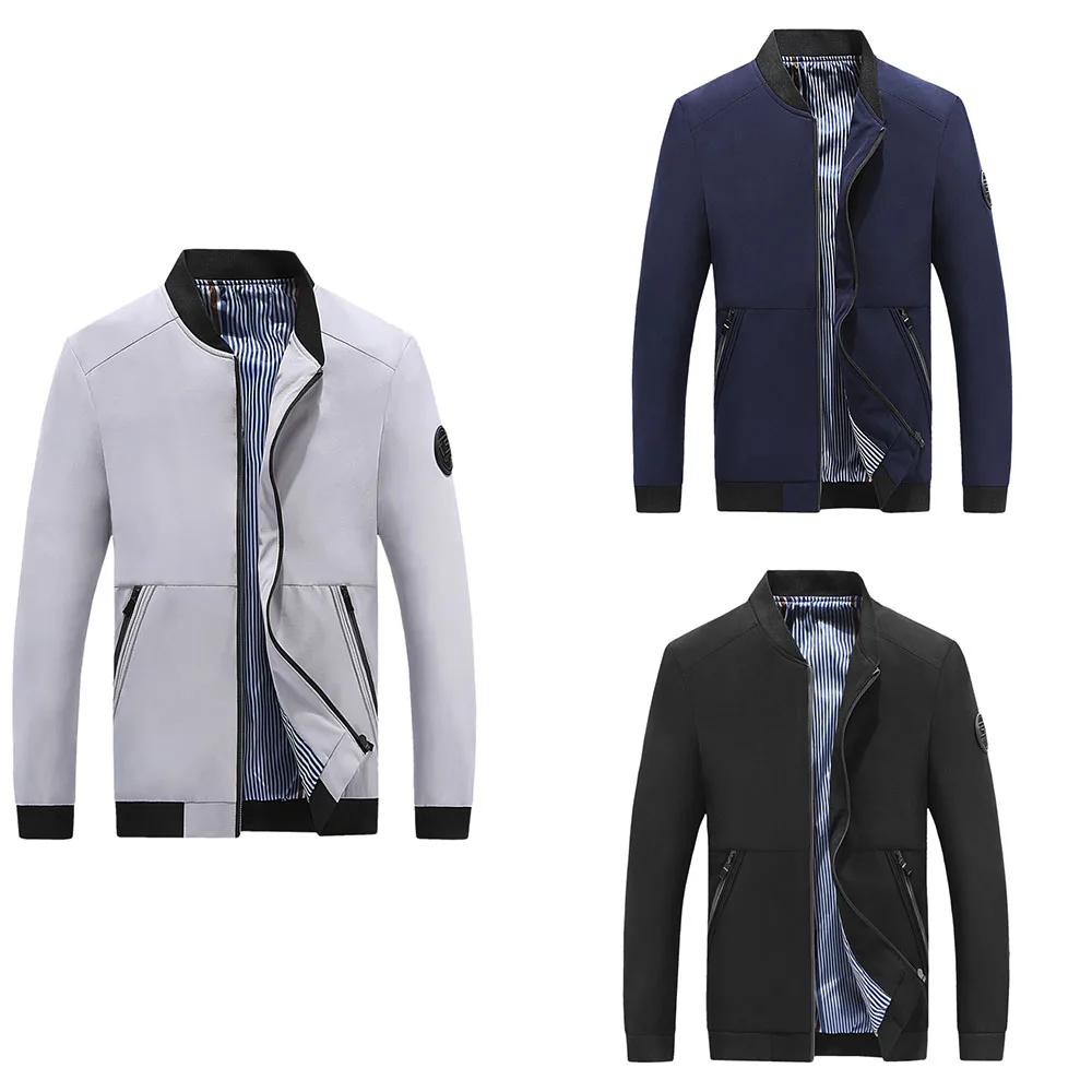 Мужские куртки и пальто Повседневное Мода Стенд воротник сплошной Для мужчин