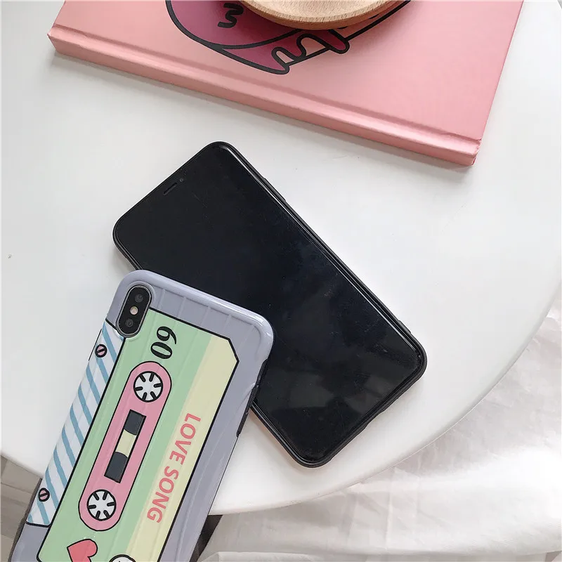 DECOCASE Cute Tape Luggage Stripped Pattern 3D Protective Phone Cases for iPhone 6 6s 7 8 Plus X XR XS Max Covers iphone x |