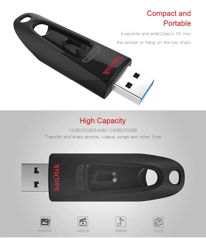 SanDisk флэш-диск SDCZ48 флэш-накопитель USB 3,0 карта памяти скорость чтения до 100 МБ/с./с 256 г 128 г 64 г 32 г 16 г флешки