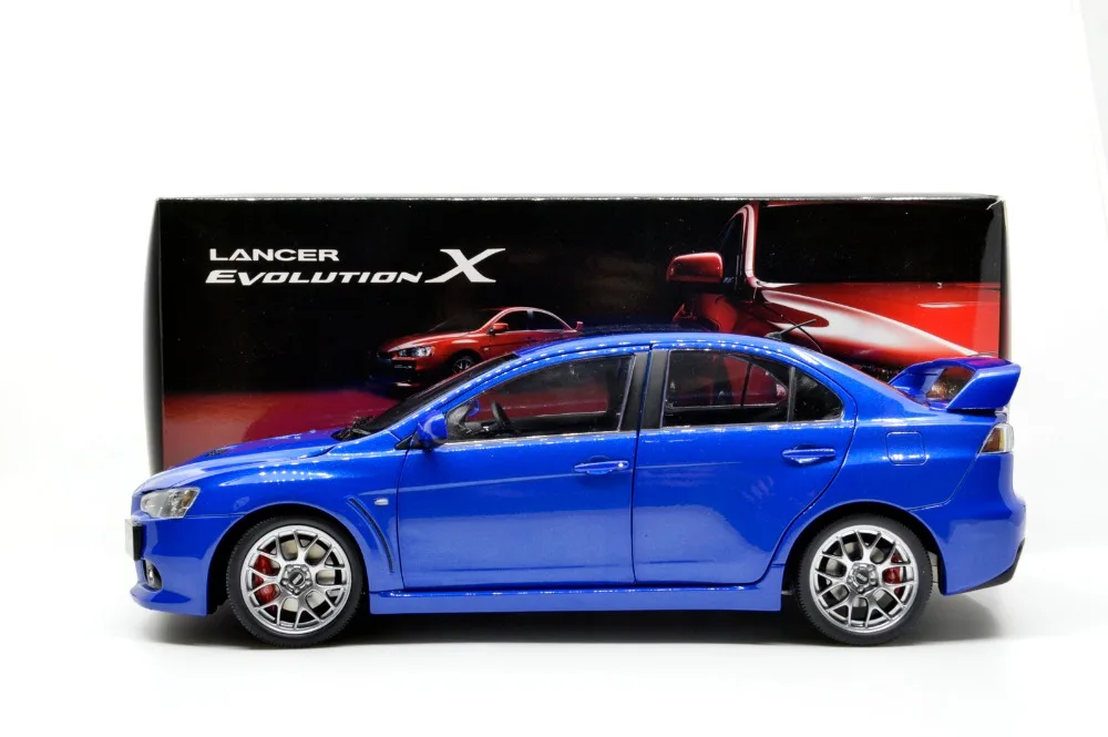 Mitsubishi Lancer EVO X Blue Diecast модель двери автомобиля открыть рулевое колесо справа 1/18 1:18 1