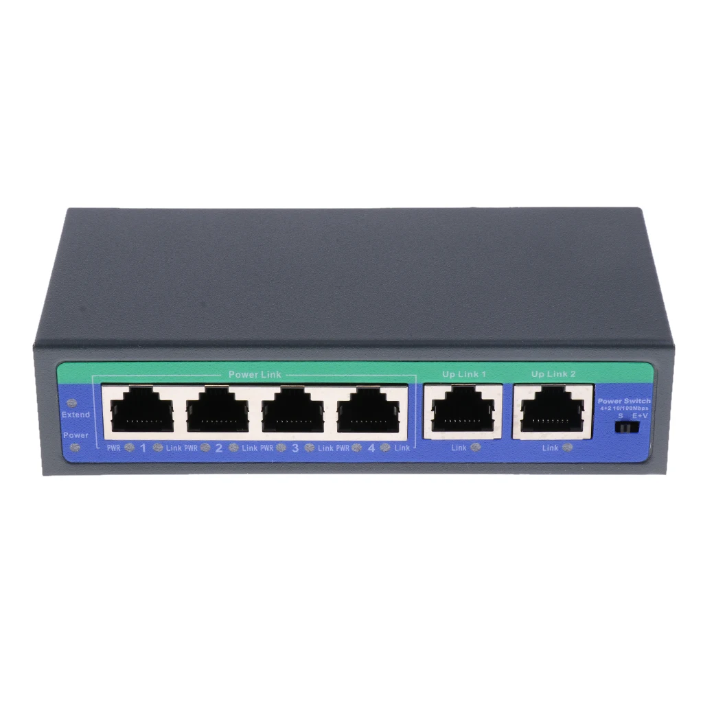 4+ 2 коммутатор питания через Ethernet Мощность DC 12-55V 4 локальных сетей Порты и разъёмы 2 Uplink Порты и разъёмы IEEE 802,3 10/100 Мбит/с на IP Камера/Беспроводной AP/безопасности CCTV
