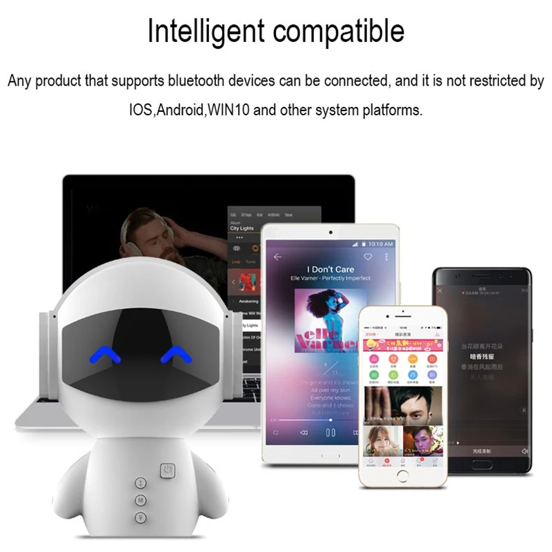 Милая интеллектуальная Bluetooth-Колонка M10 Mini Smart-Robot Super Bass портативная s для внешнего