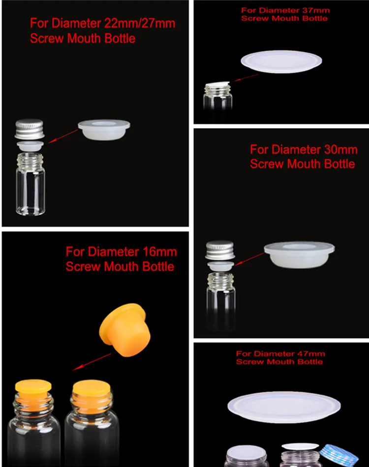 

300 x Different diameter size silicone Insert for screw mouth bottle