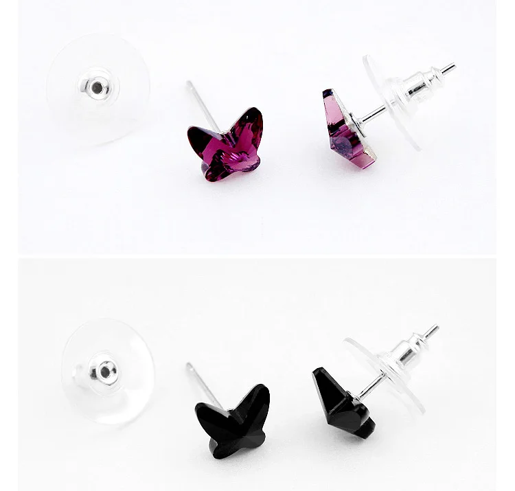 Кристалл Swarovski маленькие серьги-гвоздики для женщин Бабочка Brincos Pendientes Mujer Moda друзья подарок для девочек Joyas