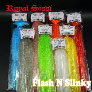 Royal Sissi 8 цветов Flash N Slinky fiber, Длинные мерцающие синтетические волосы, ворсинки для морской воды, материалы для завязывания мушек