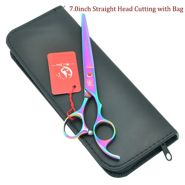 HB0103 with Bag Профессиональные ножницы для ухода за собакой Meisha 7," с радугой, прямые ножницы для стрижки домашних животных, филировочные ножницы, изогнутые ножницы, инструмент для обрезки HB0099 - Цвет: HB0103 with Bag
