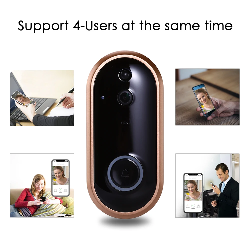 1080P умный WIFI дверной звонок Домофон видео Кольцо Дверной с камерой ИК входная дверь оповещение беспроводной