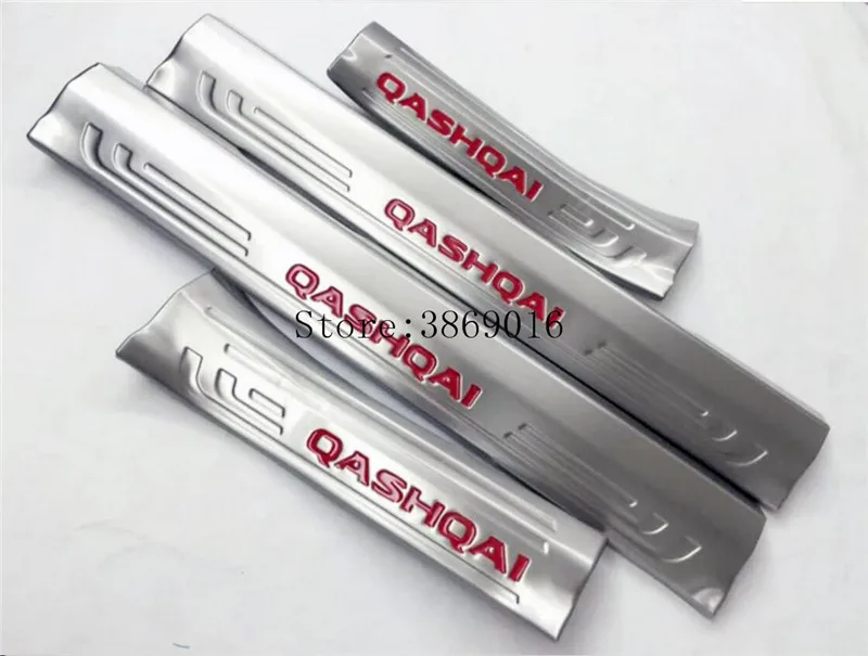 4pcs red innate Нержавеющая сталь порога Накладка накладки на пороги протектора Добро пожаловать педали протектор Накладка для Nissan Qashqai- 8 шт - Цвет: 4pcs red innate