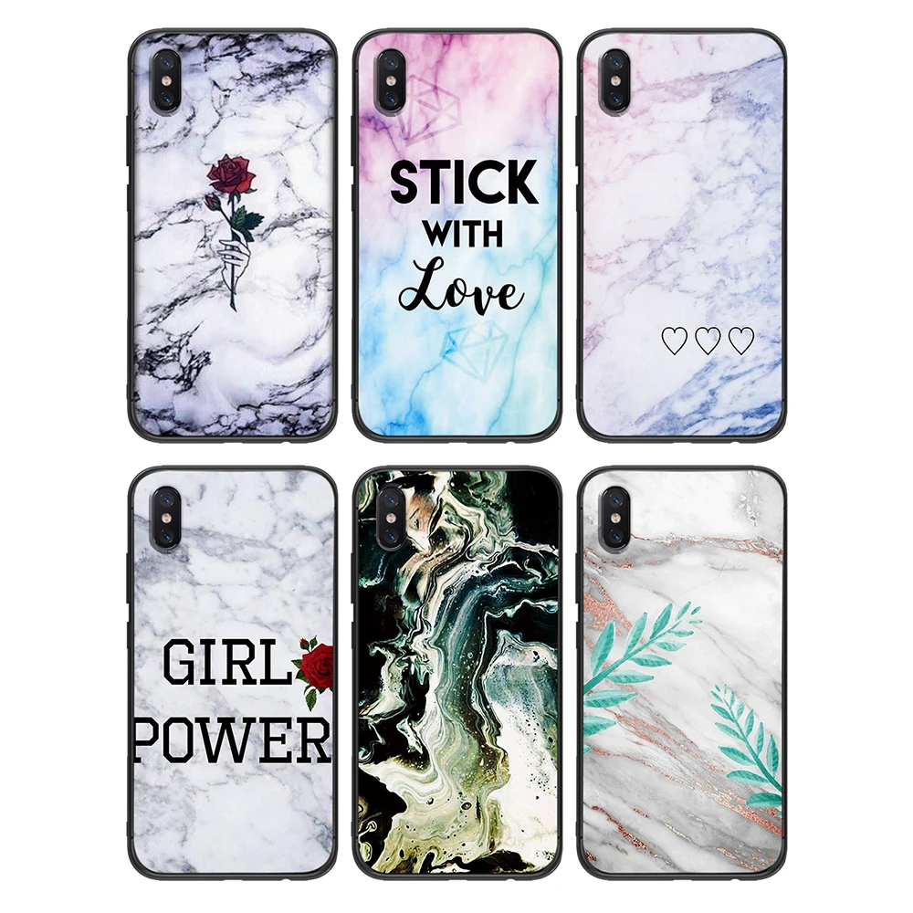 Мягкий чехол из ТПУ с изображением красной розы и мрамора для Xiaomi Redmi Mi6 8 9 A1 A2 F1 Plus