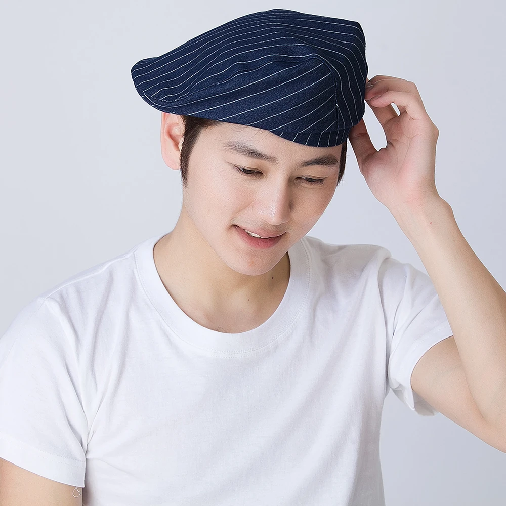Food Service Wholesale Striped Hats 3 Colors Men Women Chef Work Cooking Wear Kitchen Cafe Bakery Waiter Waitress Forward Cap |