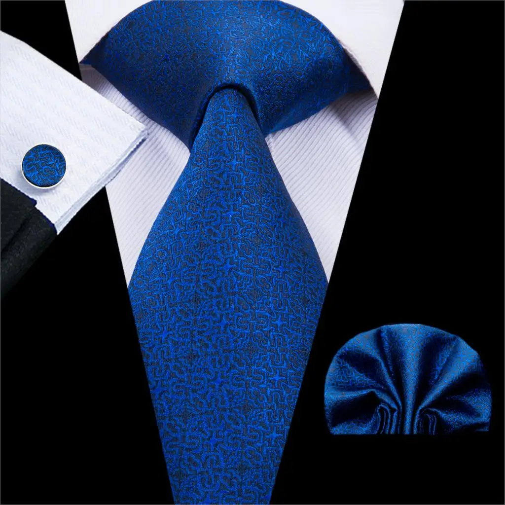 Hi Tie Classic мужской набор для свадебной вечеринки деловой синий галстук шелковые