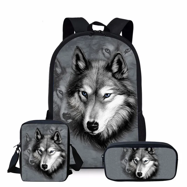 Мужской рюкзак для ноутбука с объемным волком Coloranimal школьный мальчиков и