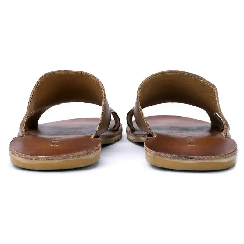 Мужские тапочки на резиновой Шлепанцы из натуральной кожи пляжные сандалии