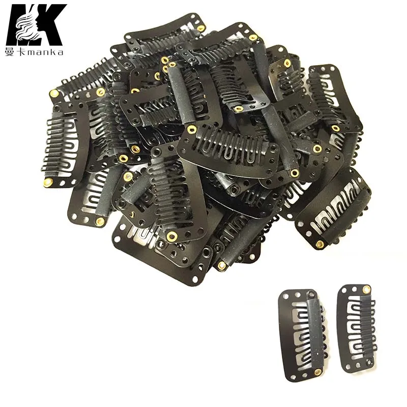 

30pcs 33mm U Shaped Snap Clips For Hair Extensions Clip With Silicone Back Wig Clips For Clip In Weave Wig Accessories