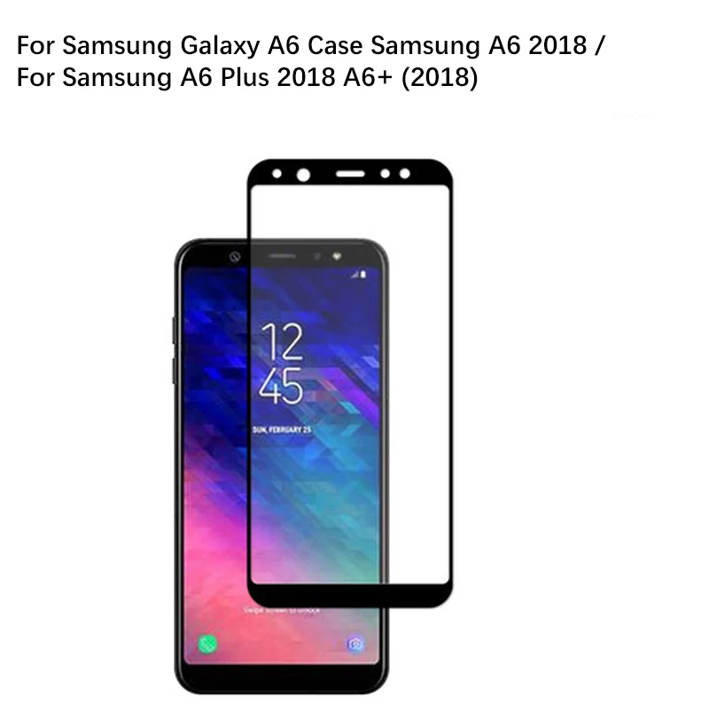 2 шт ультра тонкий протектор экрана закаленное стекло для Samsung A6 2018 полный экран